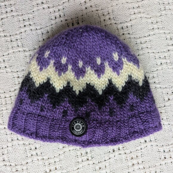 ICEWEAR Hand Knitted Icelandic 100% Wool Unisex Vik Hat Beanie Lined One Size - Picture 1 of 4